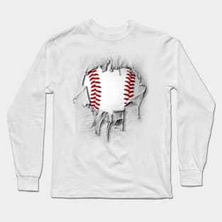 Shredded, Ripped and Torn Baseball Long Sleeve T-Shirt